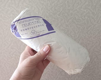 Soviet Vintage Cotton Wool, Compress Medical Cotton, 1990s USSR, 250g