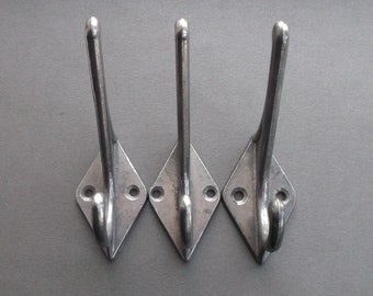 Vintage hooks Hanger. aluminum metal USSR hooks. Set of 3 Wall Hooks. Hanger Soviet-era 1970 s. Hooks Rustic home decor.