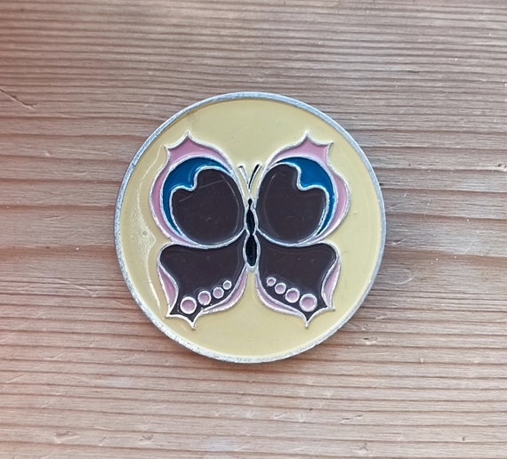 Butterfly vintage badge. Soviet aluminum badge, p… - image 2