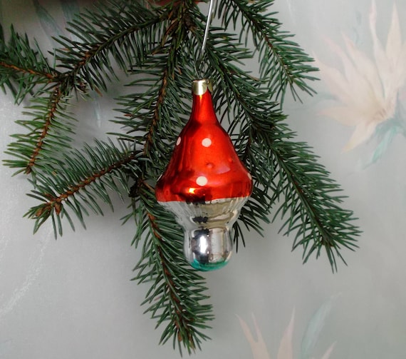 Set of 3 Soviet Vintage  Christmas ornament   Made of Glass in USSR 70s Glass ornament fir-tree christmas decoration