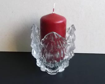 Clear Glass Candle Holder, Scandinavian crystal
