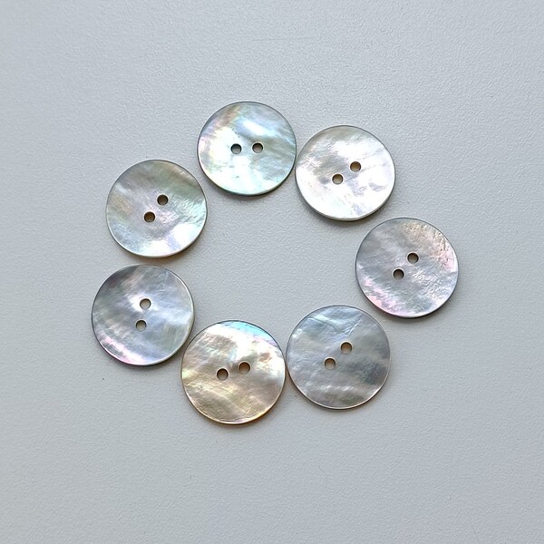 Lot De 6 Boutons Nacre Haliotide Diamètre 22mm - Vintage - Très Bon état