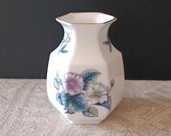 Vintage Floral Vase, White Porcelain with Gold Trim, Flower Bud Vase