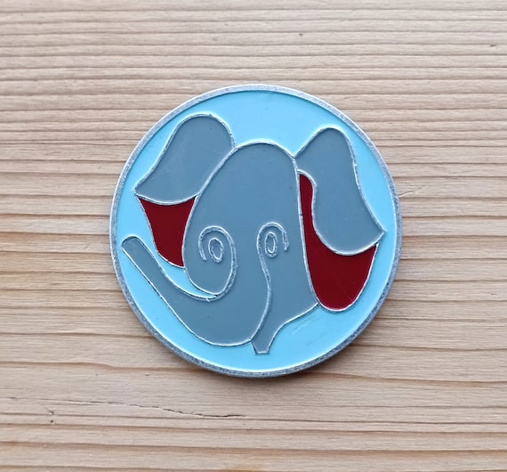 vintage big elephant badge, Soviet aluminum badge… - image 1