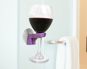 Shower Wine Holder, Bath Wine Holder, Suction Cup Wine Glass Holder for Wall, Wine Lover Gift, Bath Accessories, Spa Day Wine Gift for Women