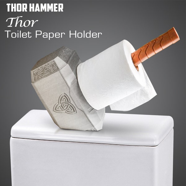 Thor Toilet Paper Holder, Thor Hammer Accessories, Thor Gifts, Avengers Bathroom Décor - Avengers Gifts for Men, Dad, Boys, Comic Book Lover