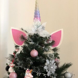 Christmas Unicorn Tree Topper, Unicorn Christmas Tree Topper, Unicorn Tree Decorations Unicorn Décor for Kids Party, Holidays, Girls Room image 3