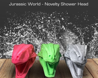 Velociraptor Shower Head - Dinosaur Bathroom - 3D Printed - Jurassic World - Novelty Shower Head - Dino Bath - Velociraptor Party Favors