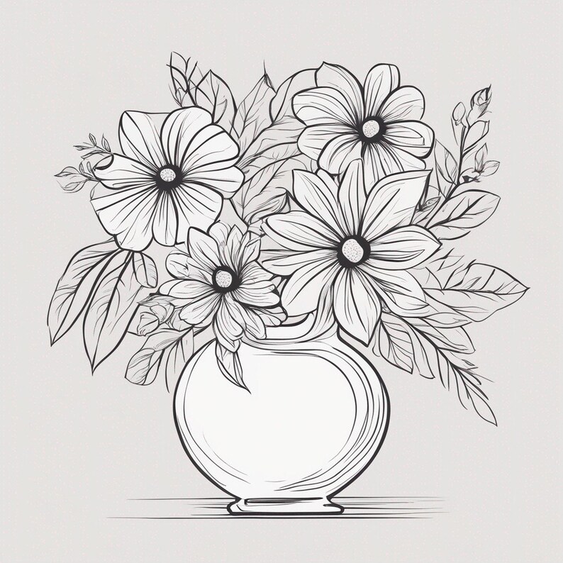Flower Bouquet Colouring Page ONE DESIGN ONLY - Etsy
