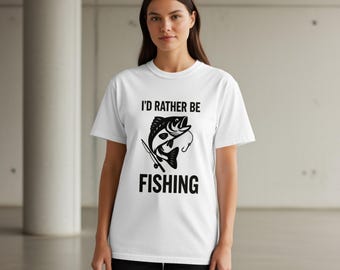 I'd Rather Be Fishing SVG, Bass Fish Digital Vector Graphic, Fishing Rod Clipart, Fisherman Gift Idea, Instant Download Digital File