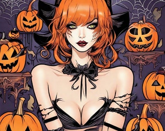 halloween sticker, halloween sexy girl sticker, halloween party decoration