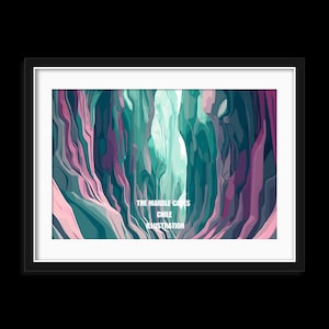 The Marble Caves Chile illustration wall art, Digital Download, print at home, different sizes, Home Decor
