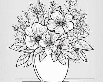 Flower Bouquet Colouring Page ONE DESIGN ONLY
