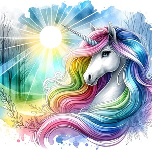 ユニコーンのクリップアート、パーティー、招待状、印刷可能、Tシャツ、デザイン、ユニークなクリップアートデザイン、明るい色、虹、かわいい、甘い、