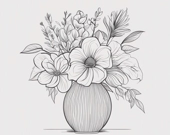 Flower Bouquet Colouring Page ONE DESIGN ONLY