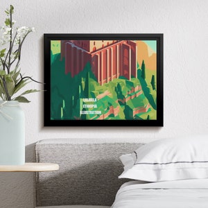 Arte della parete con illustrazione Lalibela Etiopia, download digitale, stampa a casa, diverse dimensioni, decorazioni per la casa