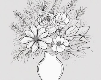 Flower Bouquet Colouring Page ONE DESIGN ONLY
