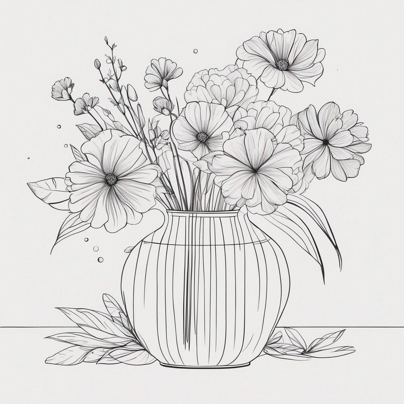 Flower Bouquet Colouring Page ONE DESIGN ONLY - Etsy