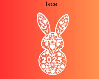 Digital White Bunny Lace 2025, Easter Bunny Clipart, Spring Digital Download, Floral Bunny Outline, Bunny Wall Decor, Instant Download