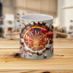 Chinese New Year Celebration Mug, Lunar New Year Decor Mug, Festive Dragon and Lanterns Mug, Holiday Themed Mugs