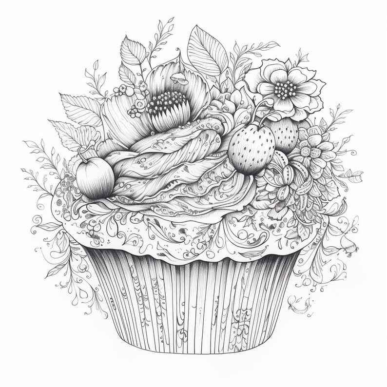 Cupcake Mandala Colouring Pages, Relaxation, Mindfulness, Colouring for ...