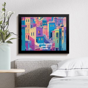 The Blue City Chefchaouen Morocco illustration wall art, Digital Download, print at home, different sizes, Home Decor