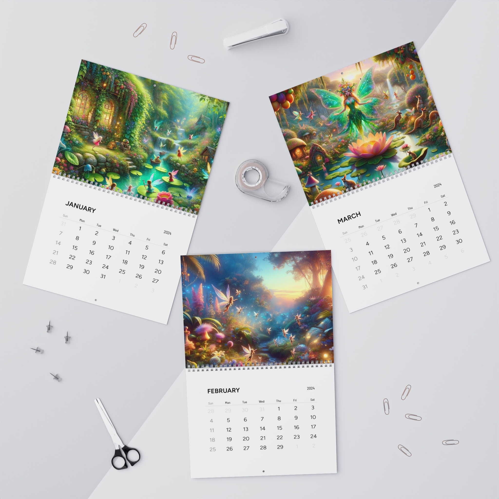 Magical Fairy Garden Wall Calendars 2024 Etsy