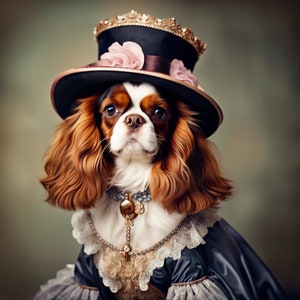 Victorian Elegance: Digital Downloads of Adorable Cats and Dogs in Victorian Clothing