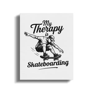 My therapy is skateboarding print, skater wall art, motivational skateboard decor, black and white skate poster, skater gift idea
