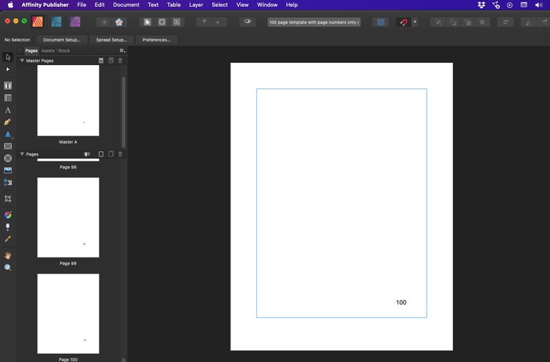 Template for 100 Page Book, Ready to Create a Book for Printing or to