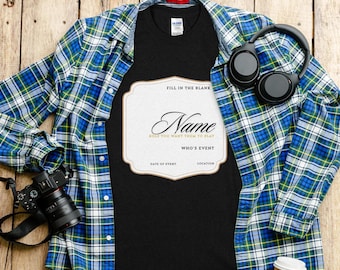Personalized Event T-Shirt, Custom Name and Role, Date and Location Stylish Design