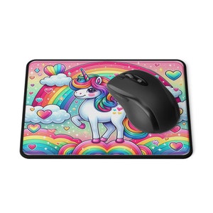 Cute Unicorn Mouse Pad, Colorful Desk Accessories, Kawaii Office Supplies, Fantasy Unicorn Artwork, Non-Slip Gaming Mouse Pad