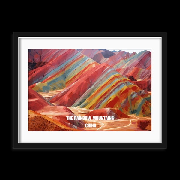The Rainbow Mountains China wall art, Digital Download, print at home, different sizes, Home Decor