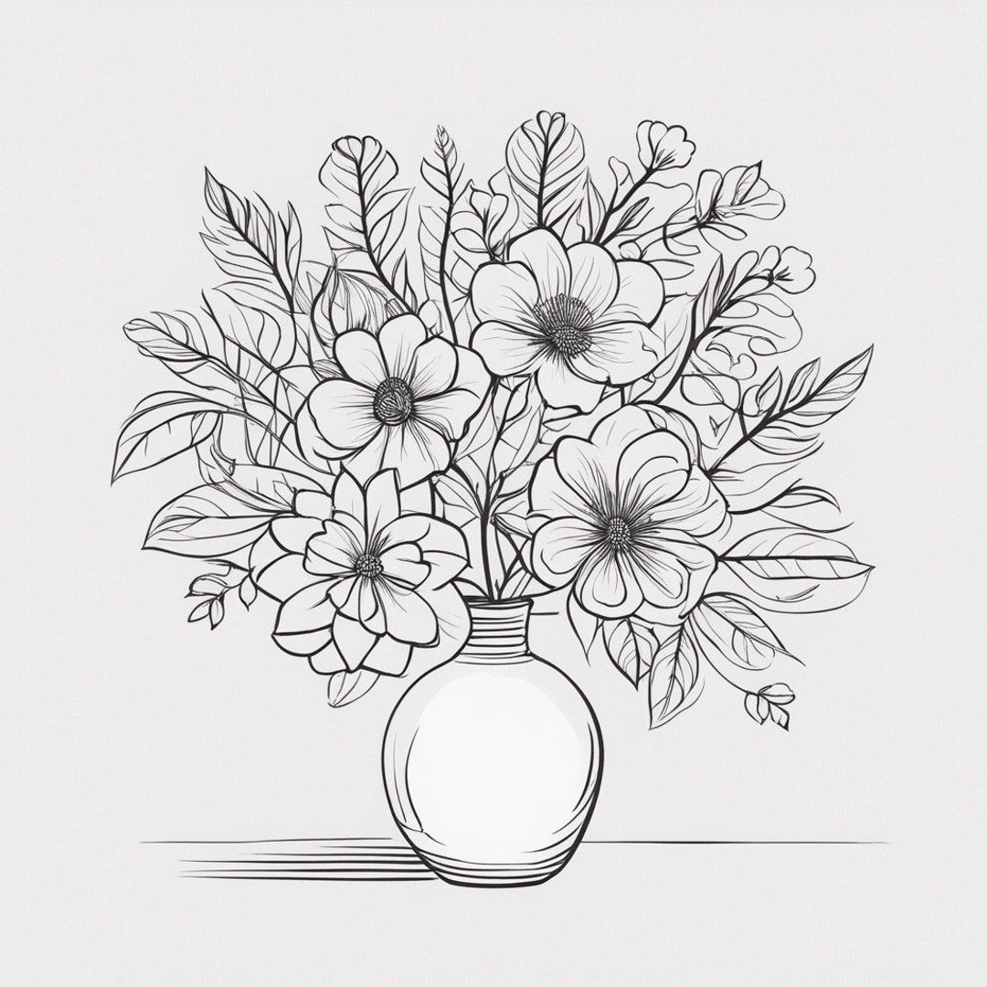 Flower Bouquet Colouring Page ONE DESIGN ONLY - Etsy