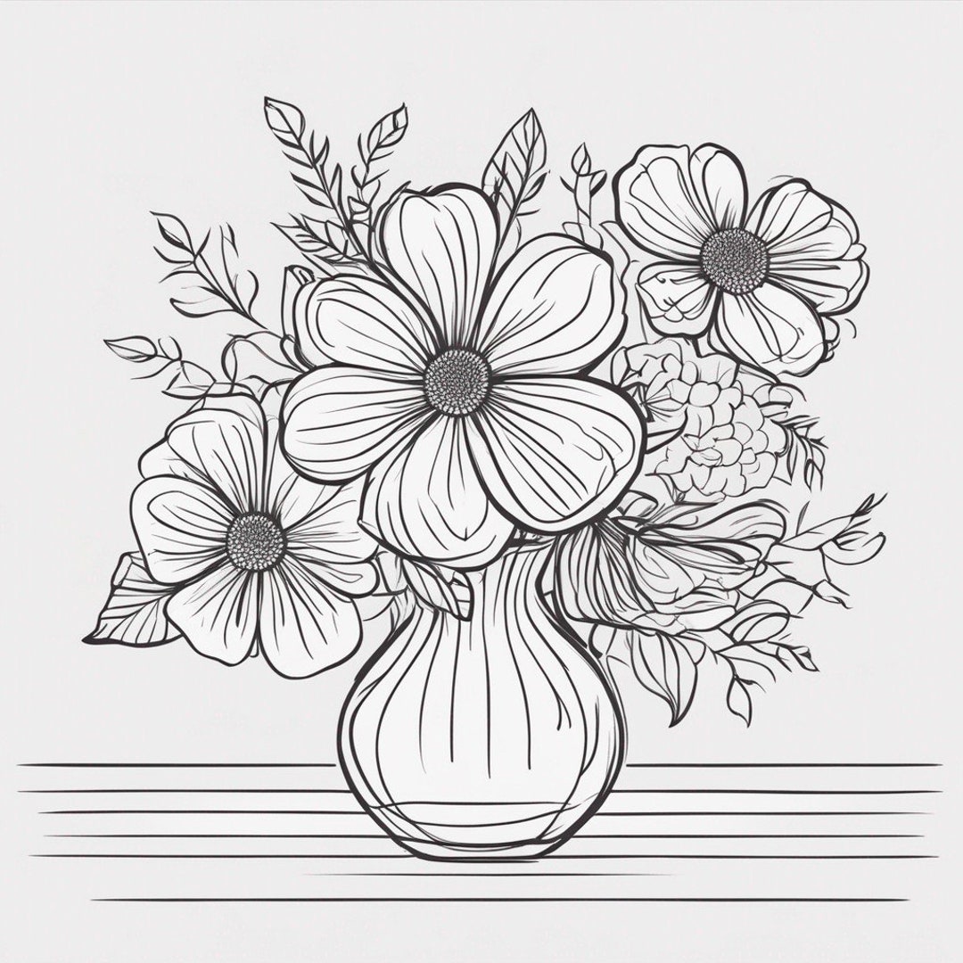 Flower Bouquet Colouring Page ONE DESIGN ONLY - Etsy