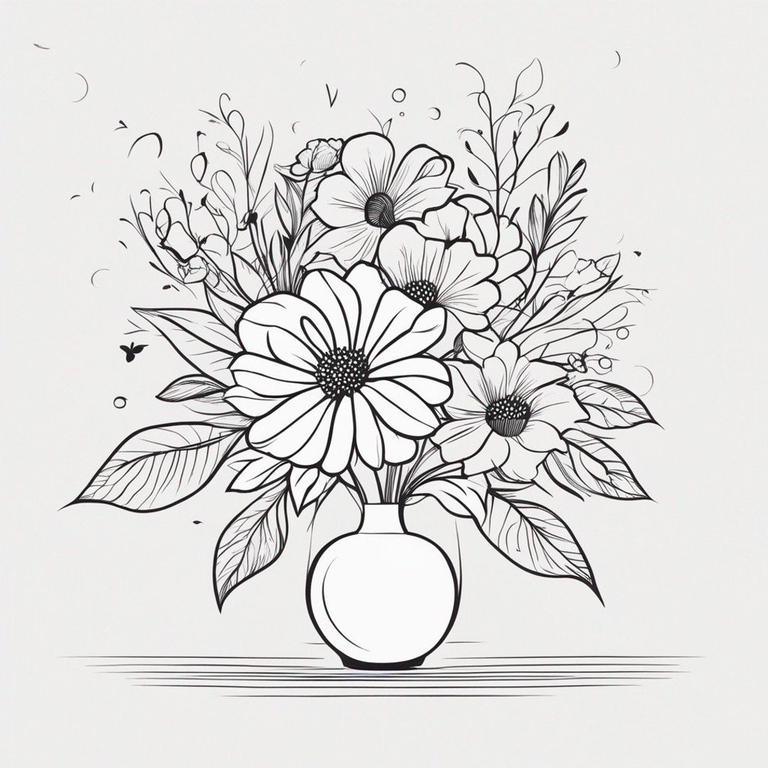 Flower Bouquet Colouring Page ONE DESIGN ONLY - Etsy