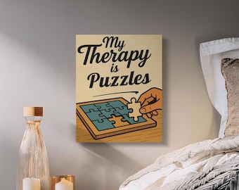 Moja terapia to puzzle – sztuka cyfrowa, plakat z puzzlami do druku, prezent dla miłośnika puzzli, cytat z puzzli na ścianę, dekoracja na temat zdrowia psychicznego, pobieranie cyfrowe
