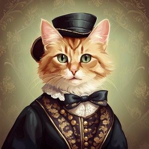 Victorian Elegance: Digital Downloads of Adorable Cats and Dogs in Victorian Clothing