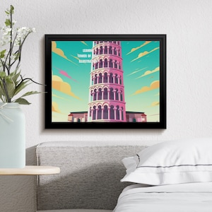 Leaning Tower of Pisa illustration wall art, Digital Download, print at home, different sizes, Home Decor