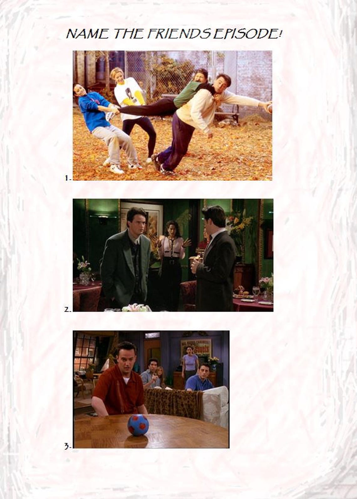 Printable Friends TV Show Quiz Question/answer Game  Etsy UK
