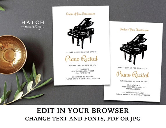 Piano Recital Invitation Template Music Recital Printable | Etsy