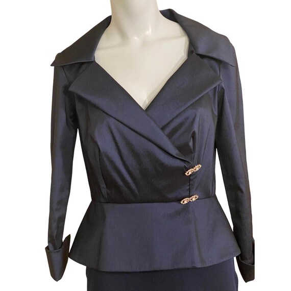 cachet navy blue dress Cachet One-Shoulder Beaded Mini Dress Size 10