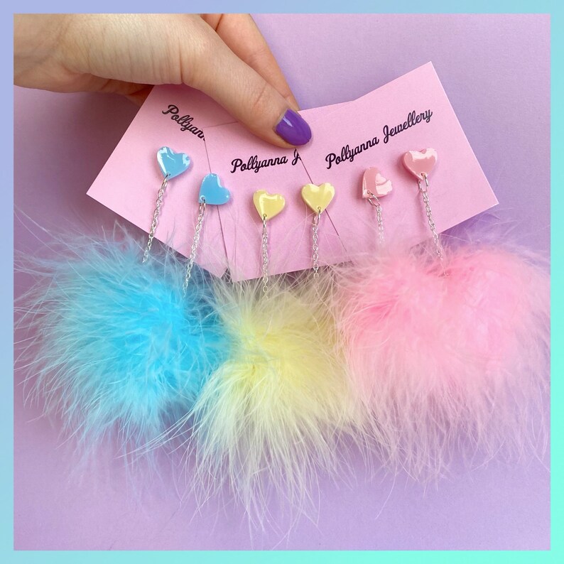 Heart Drop Fluffies Earrings Jewelry Ugaurbanag Com