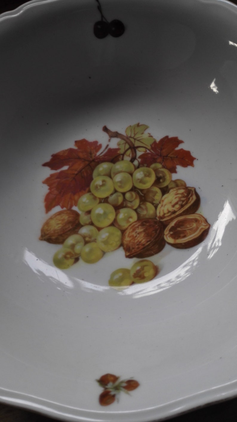 Fruit Bowl wit 6 little bowls Punch bowl Large Bowl with 6 desert bowls Autumn Winter Fruit England 123 Foreign HQ Beautiful bowl desert set