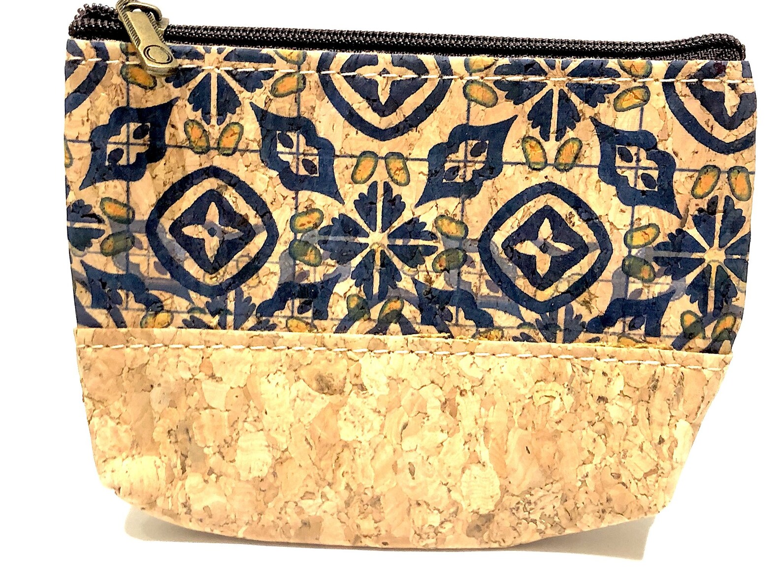 Natural cork with pattern zipper purse coin card purse cork Etsy