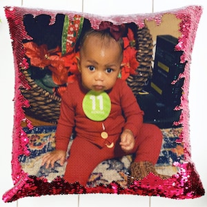 Mothers Day Gifts, Mom, Photo Sequin Pillow Case, Personalized Sequin Pillow, Gift For Her, Nursery Decor, Photo Pillow Case, Birthday