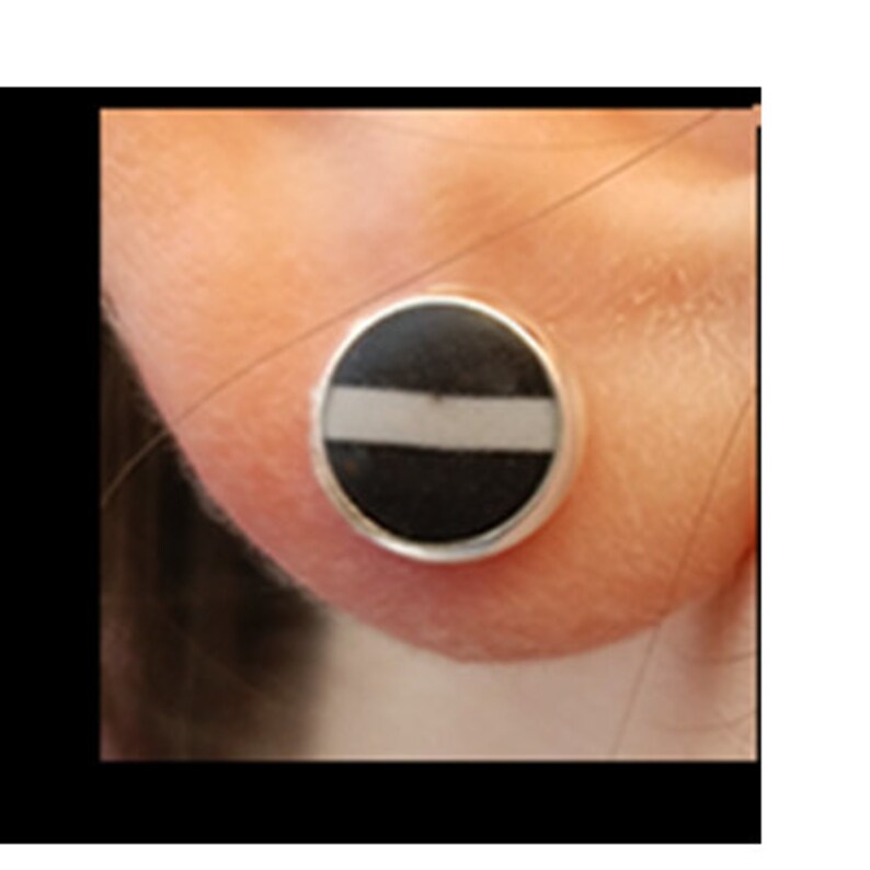 Thin grey line 8mm stud earrings prison personnel