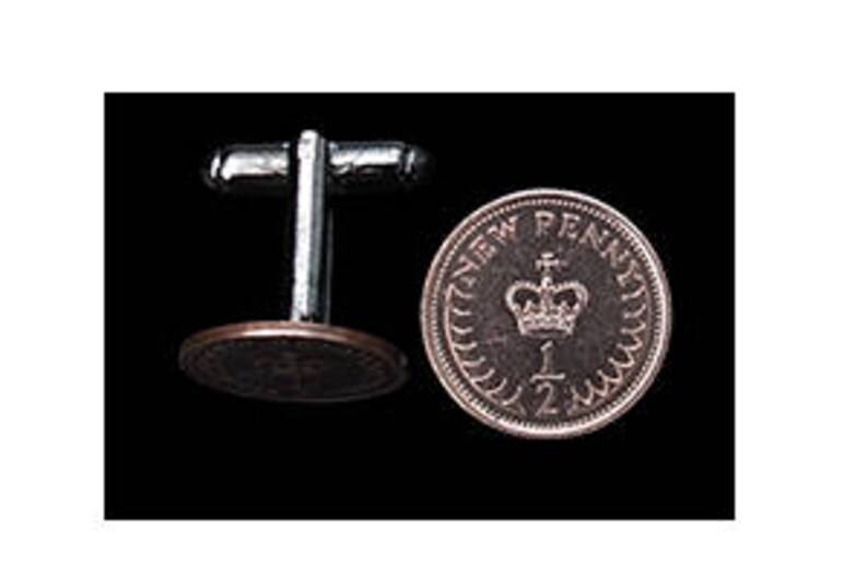 made into mens cuff links Original British decimal halfpence coins