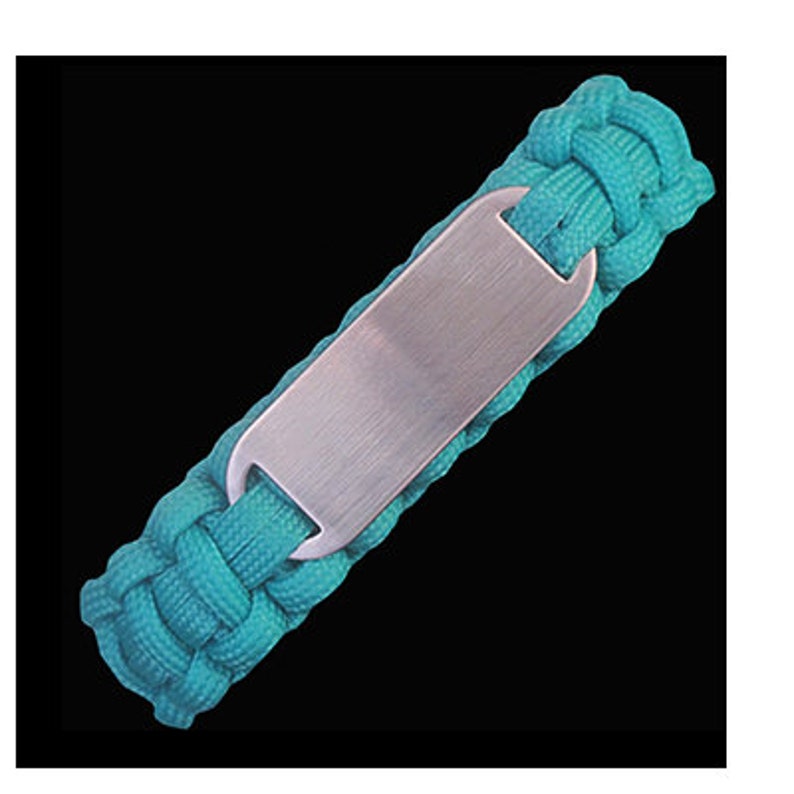 Medic alert paracord bracelet with large blank stainless steel Etsy