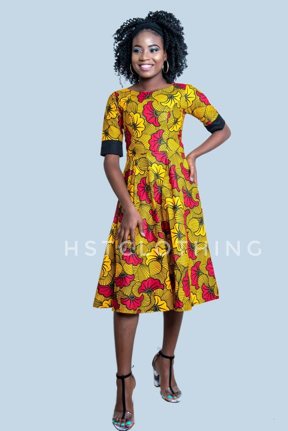 african print midi dress